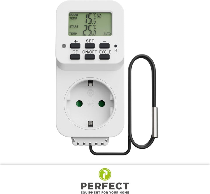 Perfect Steckdosen-Thermostat - Klimaregelung - 5-30°C - 3500W - 230V/16A - für Heiz- und Kühlgeräte