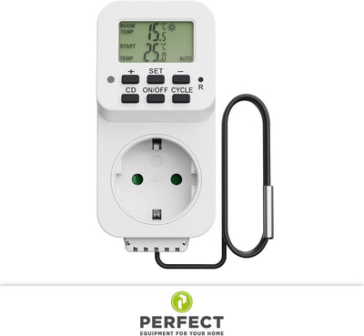 Perfect Steckdosen-Thermostat - Klimaregelung - 5-30°C - 3500W - 230V/16A - für Heiz- und Kühlgeräte