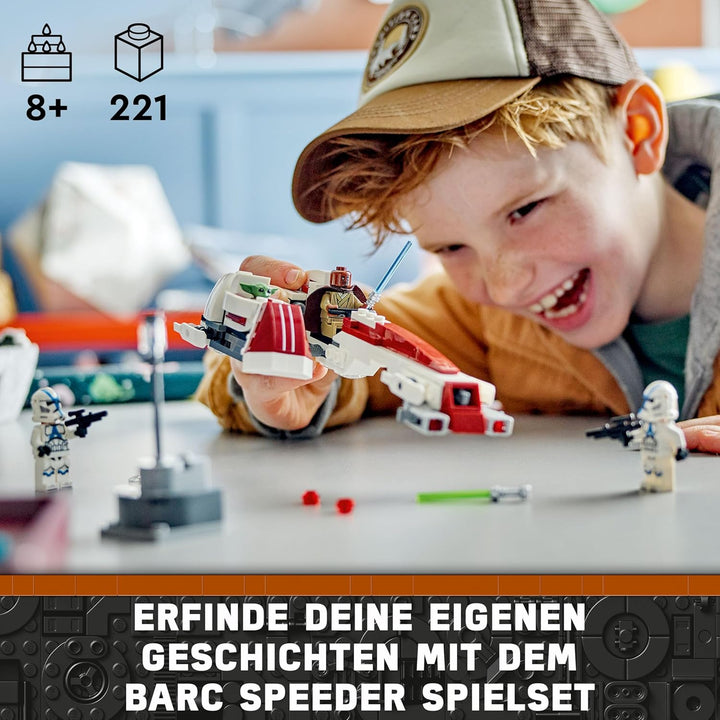 LEGO Star Wars Flucht mit dem BARC Speeder, The Mandalorian Set, Spielzeug-Bike mit Seitenwagen, ent
