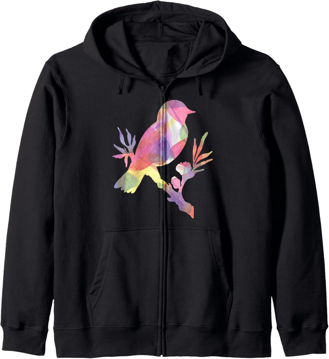 Aquarell Vogel Siiting Baum Vogelbeobachtung Kunst Vogel Kapuzenjacke
