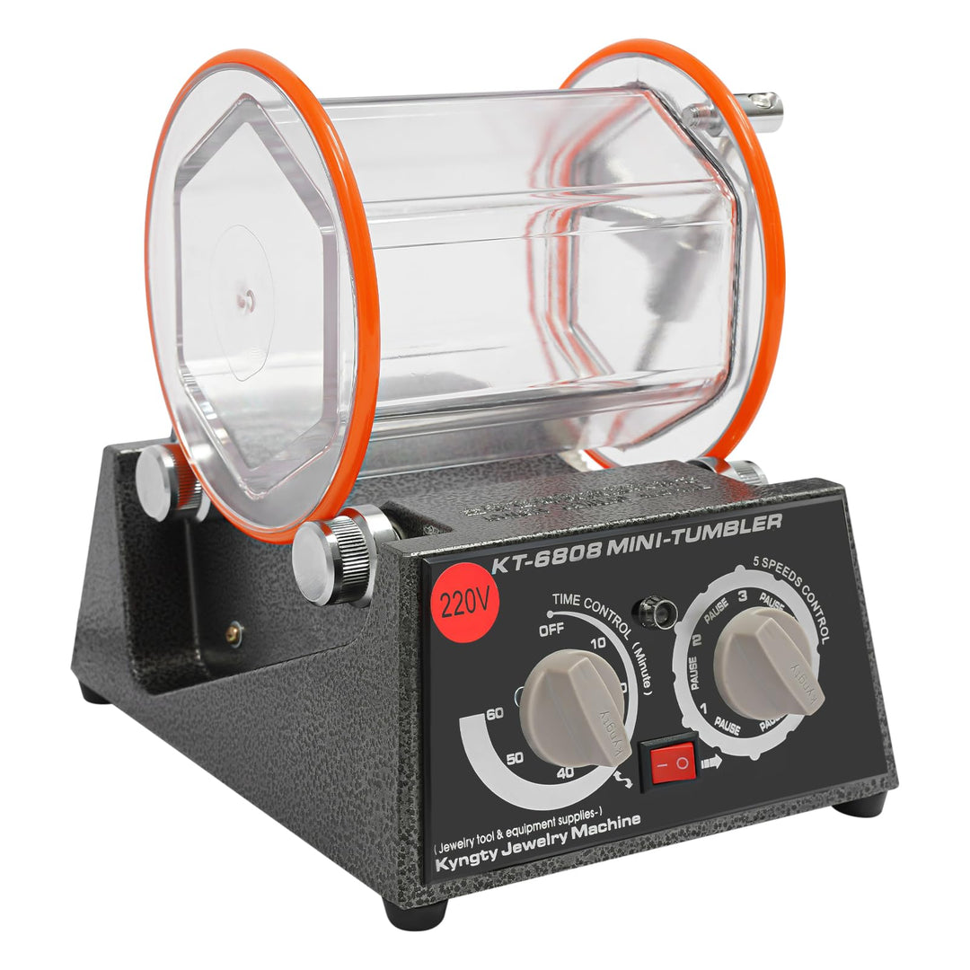 Poliermaschine für Schmuck, 60W Poliertrommel Kugelmühle, Rotary Jewelry Tumbler Polierer, 0-60 Minu