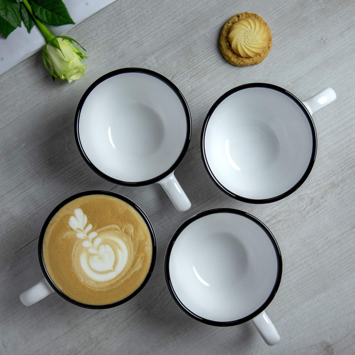 City to Cottage® - Keramik XXL Tasse 500 ml | Kaffeebecher | Weiss und Schwarz | Polka Dots | Handge