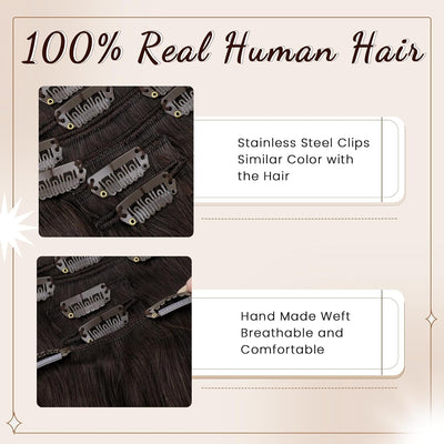 Hetto Clip in Extensions Echthaar Braun Extensions Clip in Echthaar Remy Clip in Haarverlangerung Ex