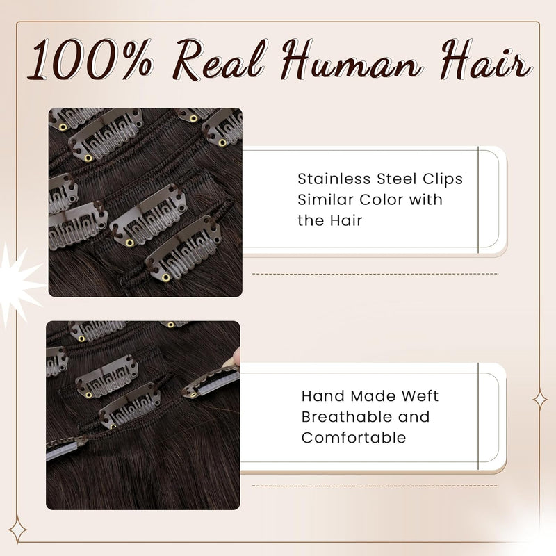 Hetto Clip in Extensions Echthaar Braun Extensions Clip in Echthaar Remy Clip in Haarverlangerung Ex