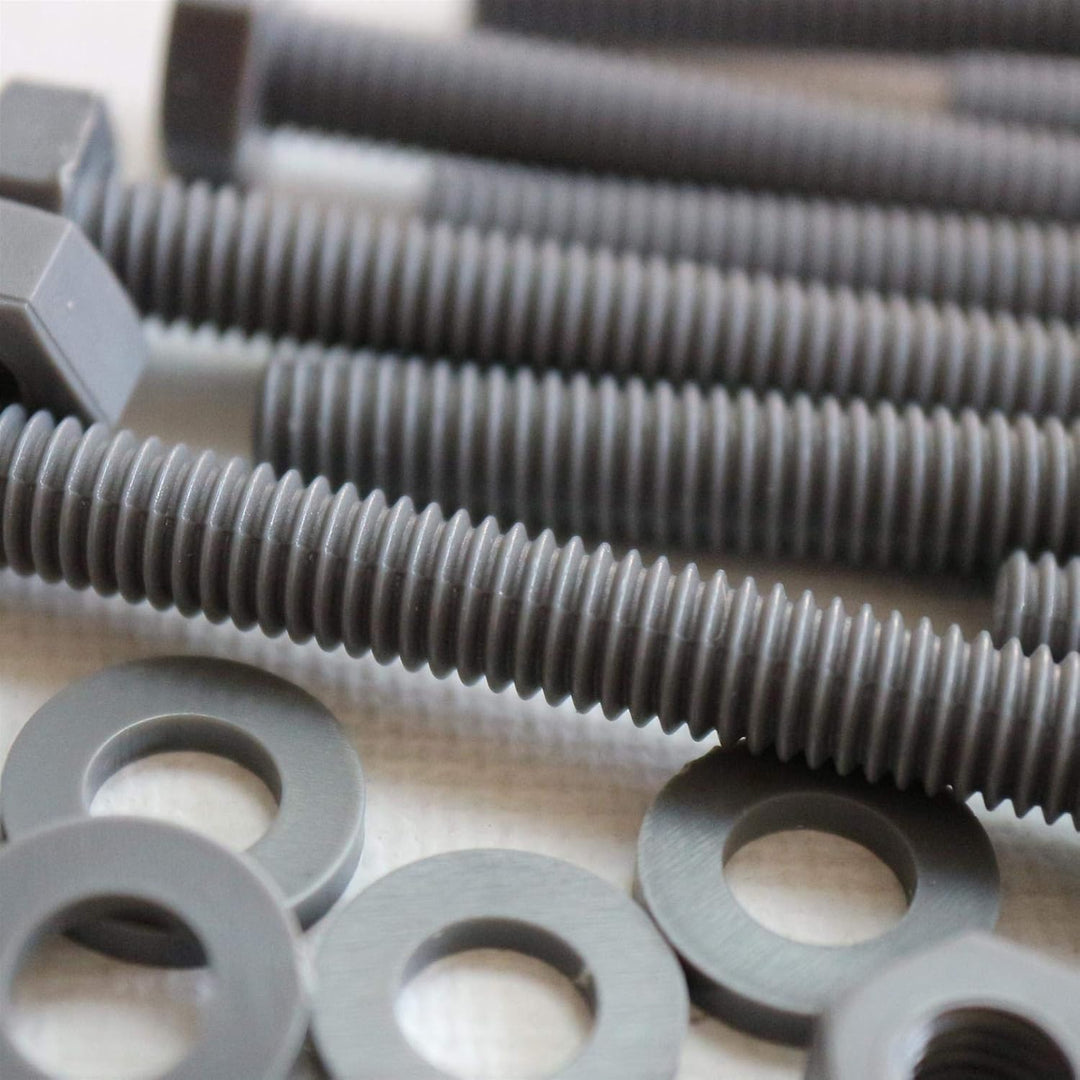 50 x PVC Sechskantschrauben Grau Muttern und Schrauben aus PVC-U-Kunststoff, oxidationsbeständig, wa