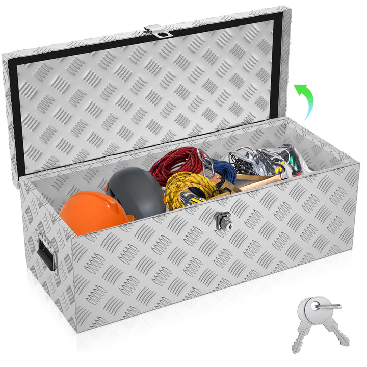 SUBTLETY 60L Aluminium Werkzeugkästen mit 2 Schlüssel Abschliessbare Transportbox Wasserdichte Metal