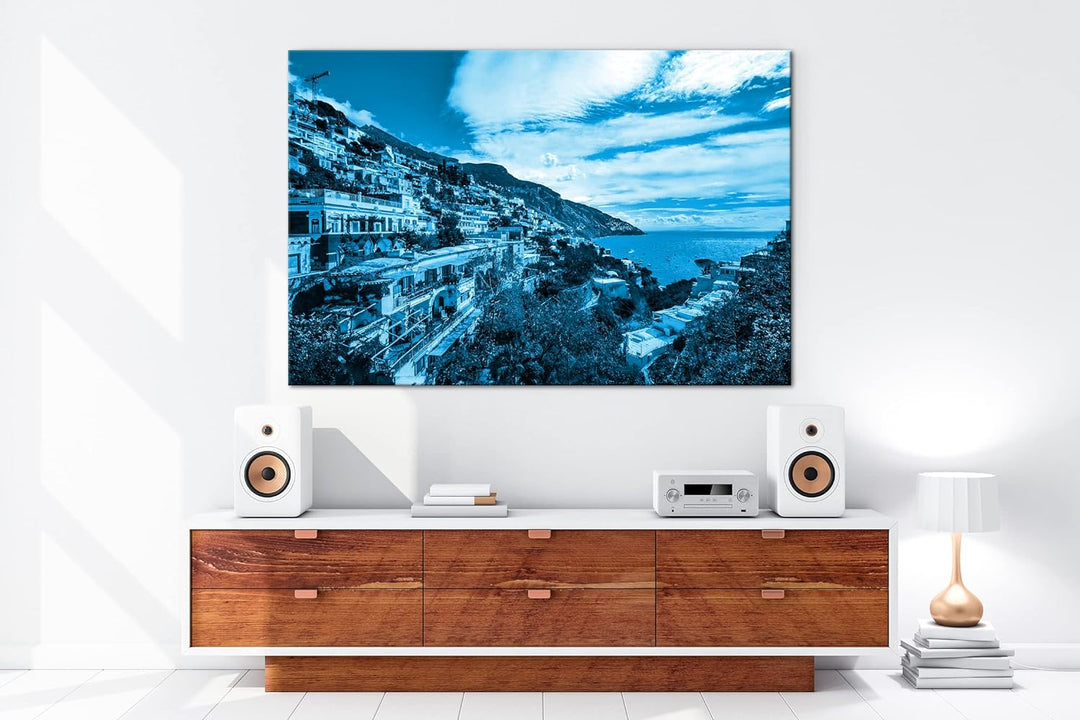 deyoli Amalfi Küste in Italien Format: 60x40 Effekt: Monocrome Blau als Leinwandbild, Motiv fertig g