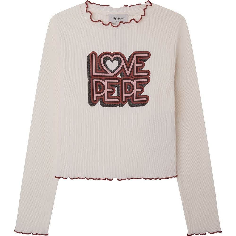 Pepe Jeans Mädchen Belove T-Shirt (1er Pack) 14 Jahre Weiss (White), 14 Jahre Weiss (White)