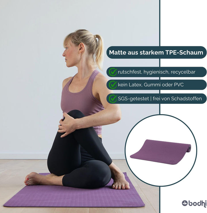 Bodhi Yoga Starter-Set Komplett | Rutschfeste Yogamatte aus TPE inkl. 2 Yogablöcken aus Eva (Moosgum