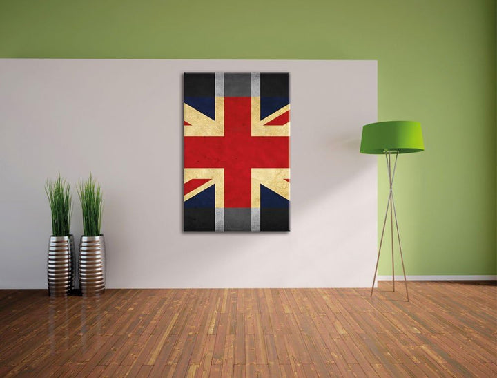 Pixxprint Landesflagge von England B&W als Leinwandbild/Grösse: 100x70 cm/Wandbild/Kunstdruck/fertig