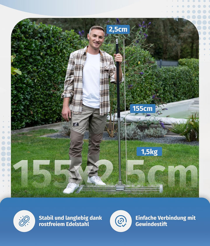 Universalstiel aus Edelstahl - Langlebig & Zerlegbar - Rutschfester Griff - Perfekt für Gartengeräte