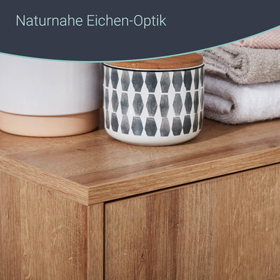 FACKELMANN Finn Midischrank (60 x 75 x 30,5 cm) – Badezimmerkommode mit 2 Einlegeböden aus Glas – Ba