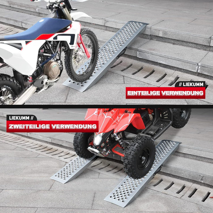 LIEKUMM 2X Auffahrrampe, Laderampe mit Stanze, 600kg/Paar Kapazität für Motorrad, ATV, LKW, Quad, Ra