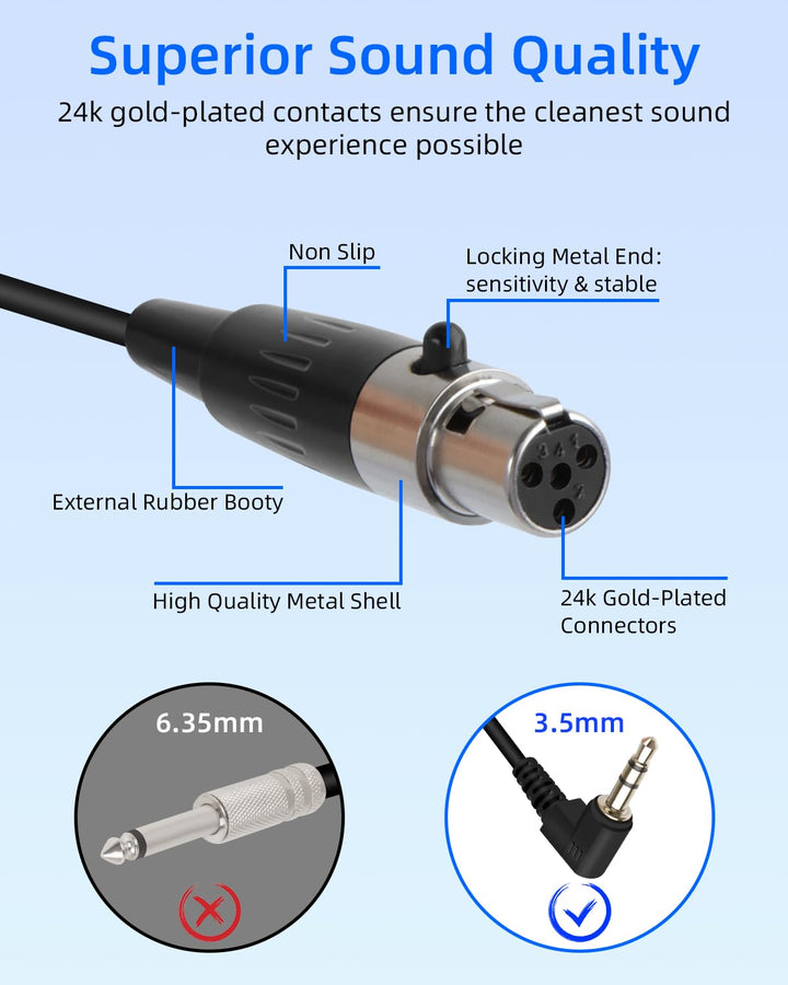 RIIEYOCA Mini XLR 4Pin zu 3.5mm TRS Spiralkabel Kurz, 90 Grad 1/8 Zoll Klinke TRS Stecker zu Mini XL