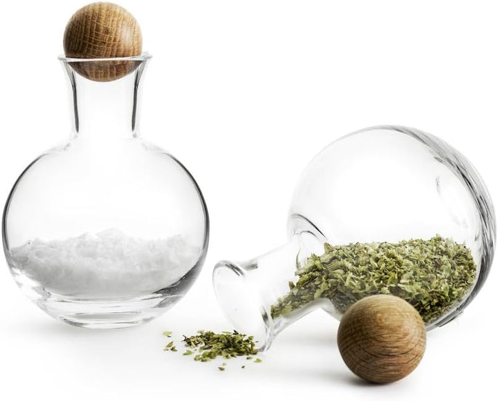Sagaform Servier Set mit Holzkugel, SF 5016554, Glas, 8.0x8.0x12.0 cm Gewürz-/Kräuterflaschen, Gewür
