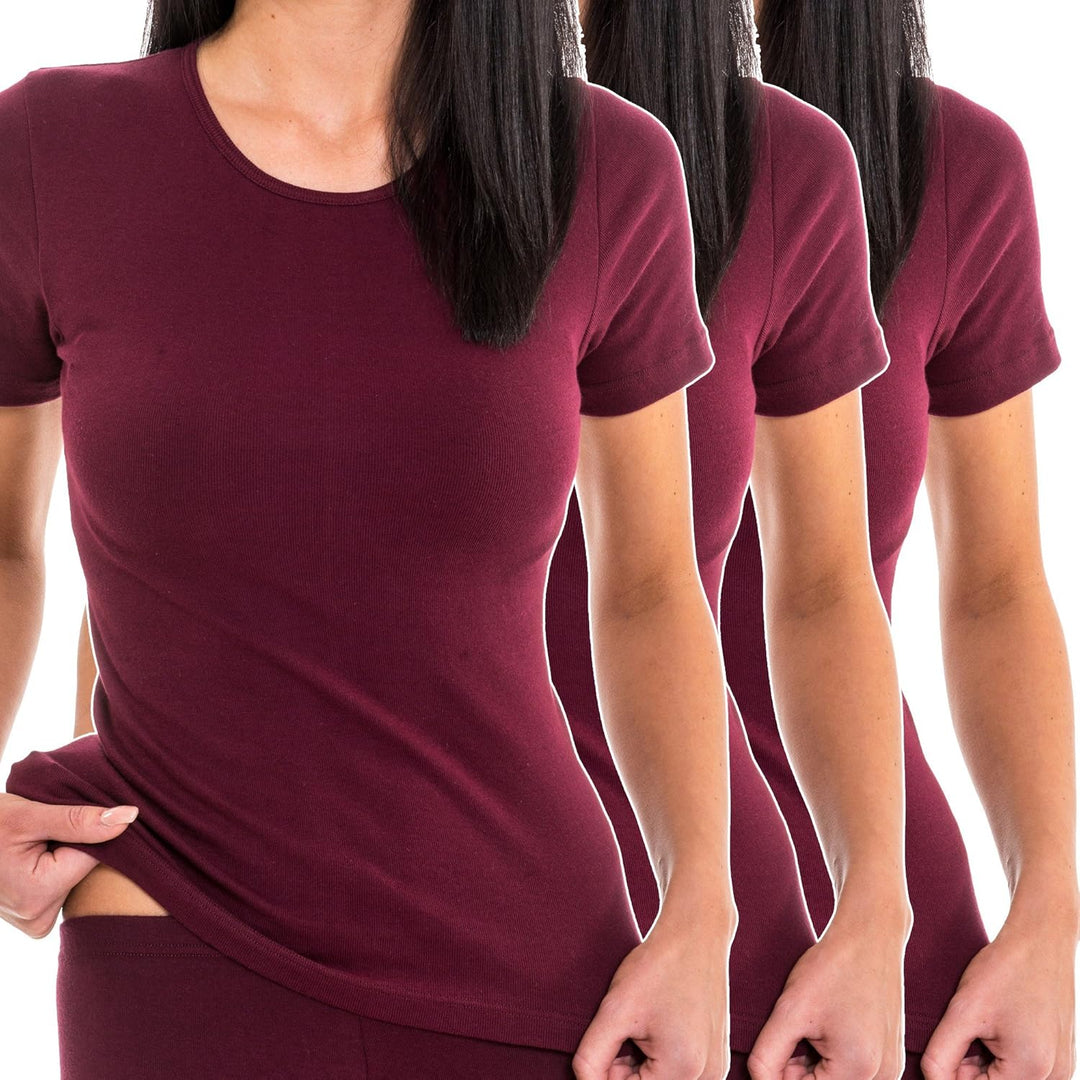 HERMKO 1800 3er Pack Damen Kurzarm Unterhemd aus 100% Bio-Baumwolle XL Schwarz, XL Schwarz