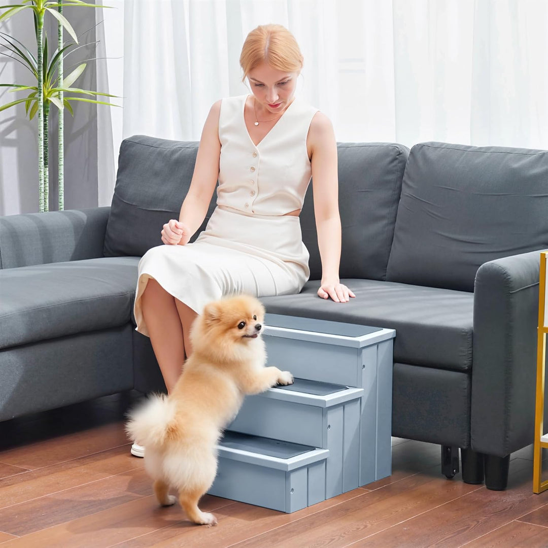 PawHut Hundetreppe 3 Stufen Katzentreppe Haustiertreppe Hundetreppe für Hunde und Katzen Tiertreppe