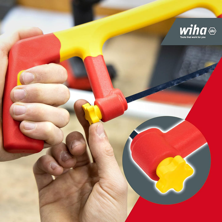 Wiha Bügelsäge electric isoliert I mit drei austauschbaren Sägeblättern 150 mm I sauberer Schnitt be