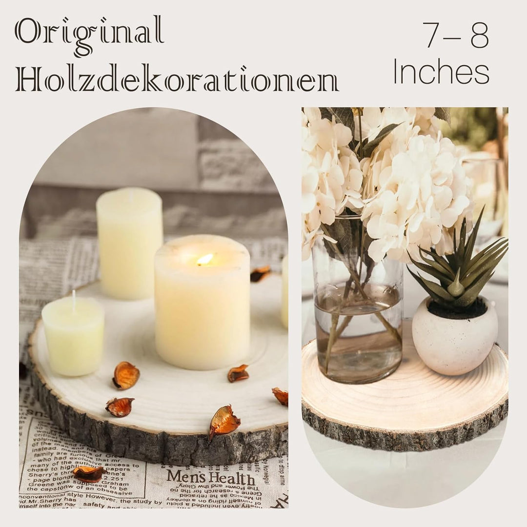 Holzscheiben 4 Stück, 18–20 cm und eine dicke von 15 mm Baumscheibe Holzplatte Rund für Tafelaufsätz