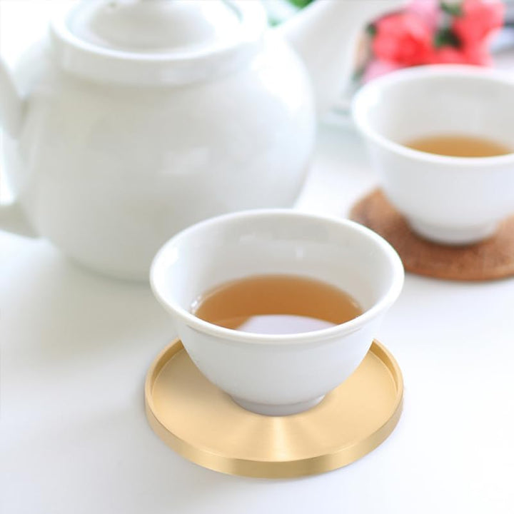 Gold-Untersetzer, 2Stück Teematte aus Messing, 7,5cm Grosses Teetablett, Getränke Isoliermatte, Wied