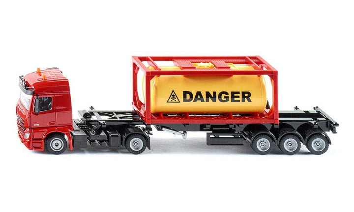 siku 3922, Mercedes-Benz LKW mit gerahmten Tankcontainer, 1:50, Metall/Kunststoff, Rot, Inkl. 1 Cont