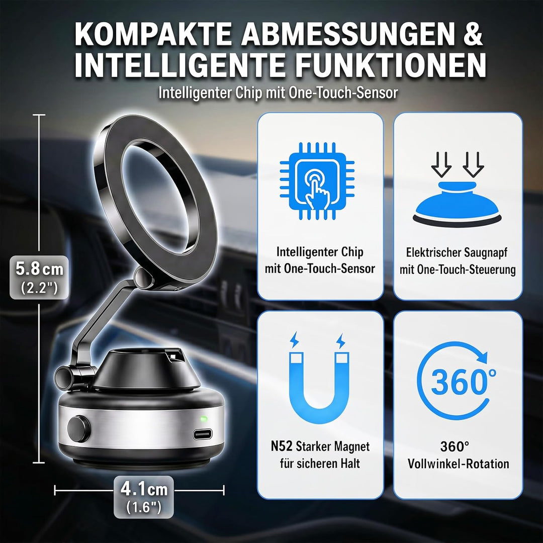 xinrongda Handy Halterung Elektrisch, Selbstansaugende Handyhalterung Auto mit 360° drehbarem Magnet