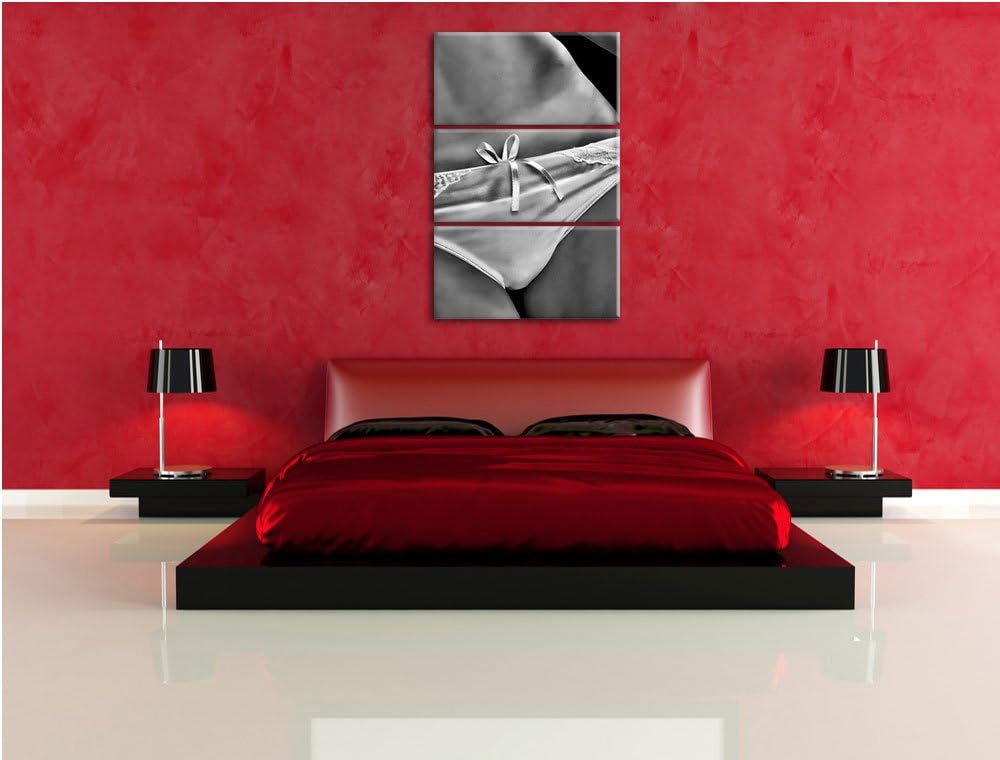 Pixxprint Sexy weisse Dessous als Leinwandbild/Grösse: 3 Teilig (120x80) cm/Wandbild/Kunstdruck/fert