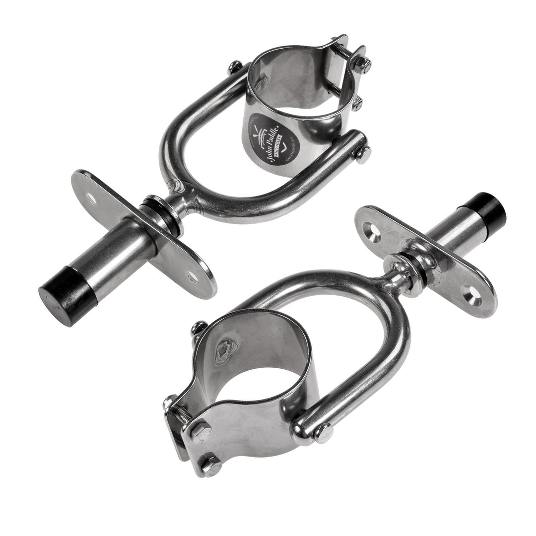 John Paddle Exklusiv Clamp Kugelbuchse Ruderdollen aus Edelstahl mit gerader Buchse (Komplett - 2 Pa
