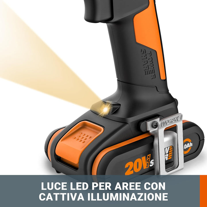 WORX WX100.9 Akku Bohrschrauber 20V – Leistungsstarker Akkuschrauber zum Bohren und Schrauben – 20+1