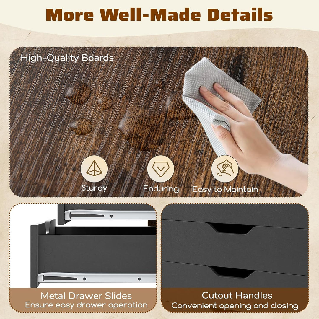 GIANTEX Aktenschrank auf Rollen, Rollcontainer mit Schubladen, mobiler Druckerständer für Home-Offic