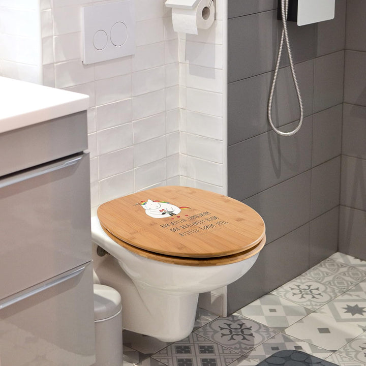 Mr. & Mrs. Panda Motiv WC Sitz Einhorn Traurig - Geschenk, Unicorn, Einhörner, Toilettendeckel, Glit