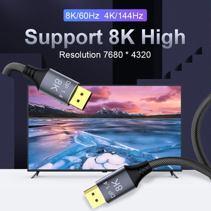 CableDeconn 5M 16.5FT DisplayPort-Kabel Ultra HD 8K 4K DP 1,4 8K@60Hz 4K@144Hz Hochgeschwindigkeits-
