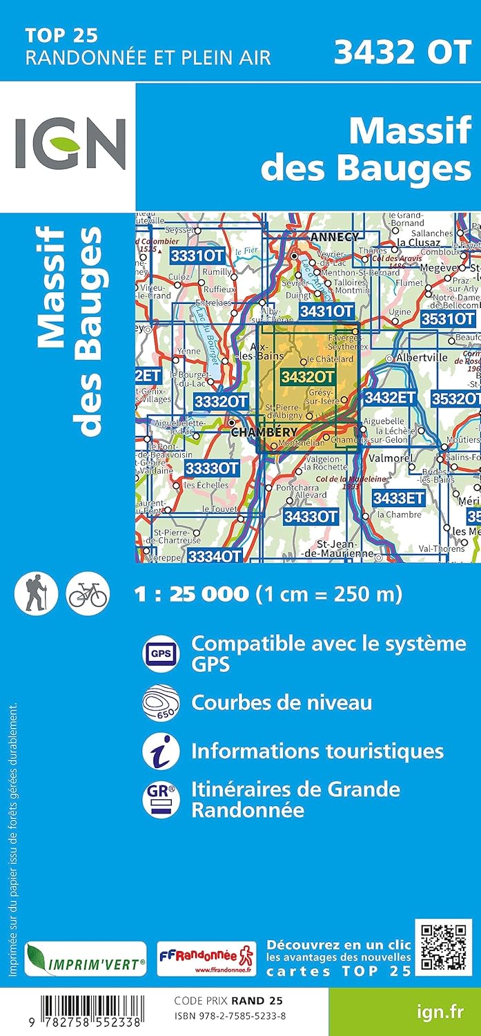 3432OT Massif des Bauges (TOP 25), Karte
