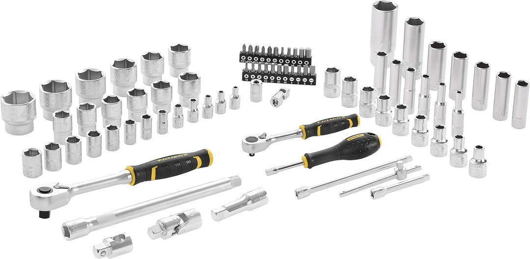 Stanley Fatmax Steckschlüssel-Set (81-teilig, ½“ und ¼“, 6-Kant, im Koffer mit Metalllaschen, für vi