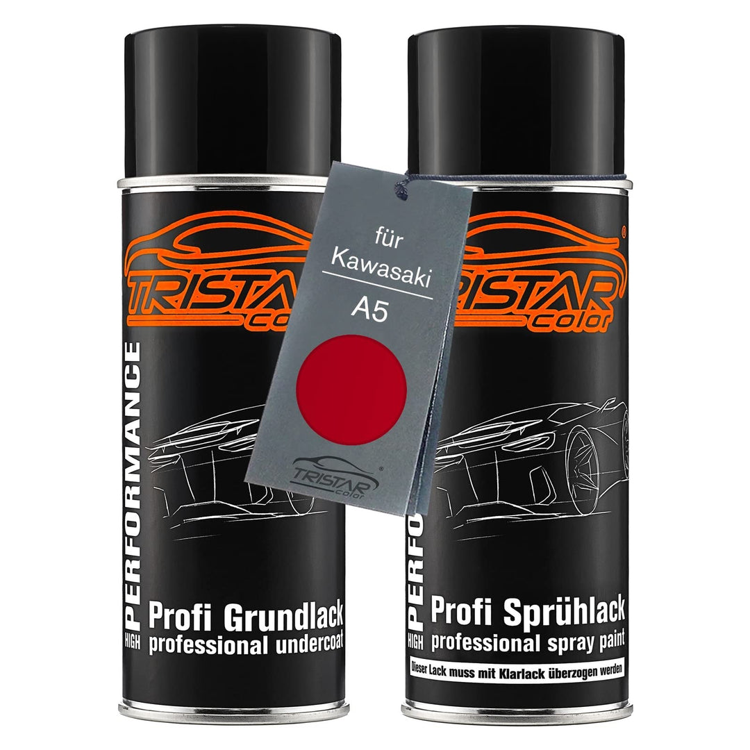 TRISTARcolor Motorradlack Spraydosen Set für Kawasaki A5 Candy Red Metallic Grundlack Basislack Sprü