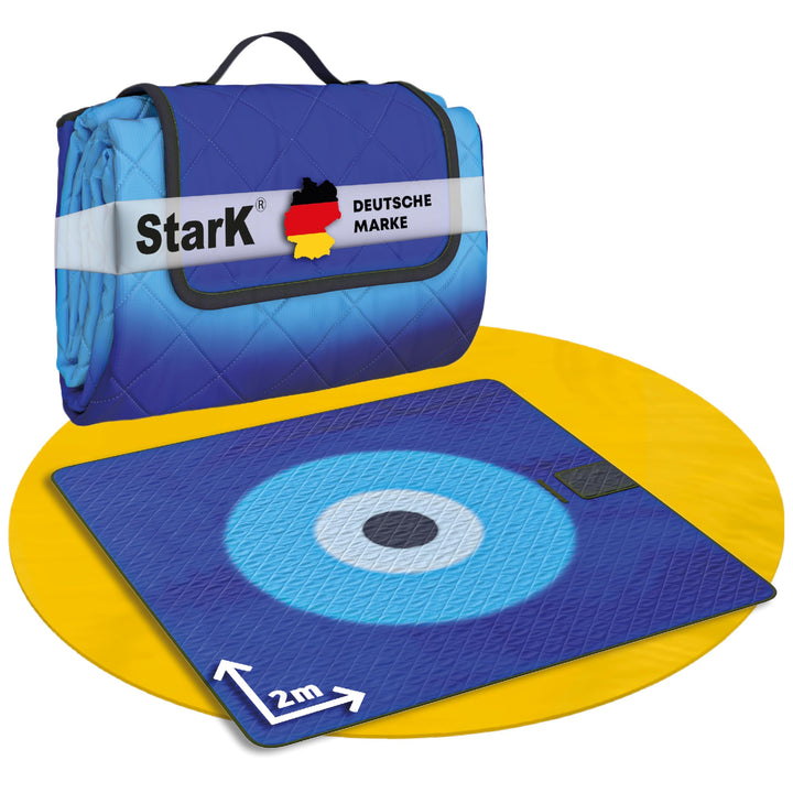 StarK Picknickdecke 200x200 Lagune, 3 -lagige sandfeste Stranddecke ohne Nähte, Strandmatte gepolste