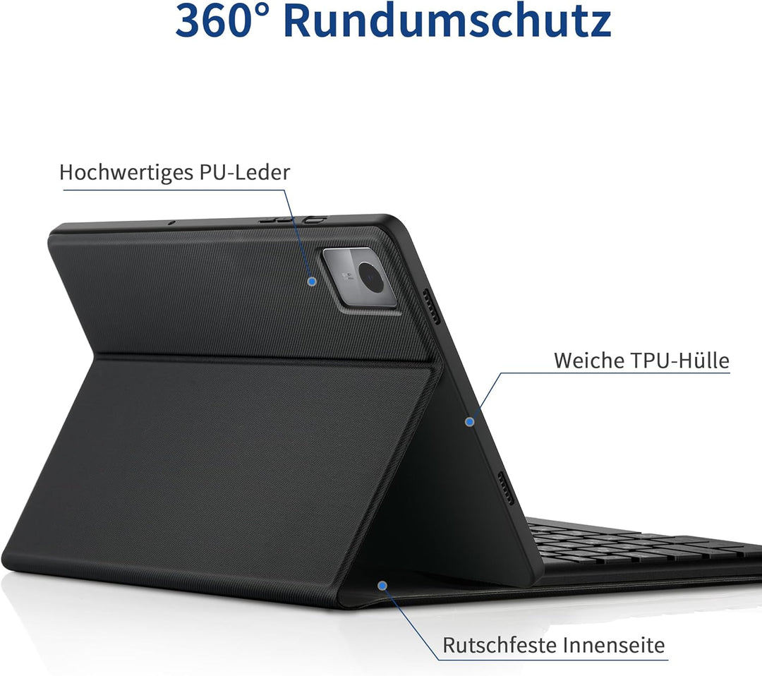 EasyAcc Tastatur Hülle Kompatibel mit Lenovo Tab M11 TB330 2024 mit Schutzfolie, [QWERTZ Deutsches],