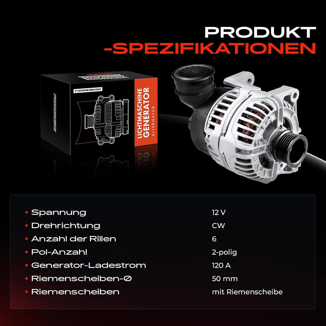 Frankberg Lichtmaschine Generator Kompatibel mit 3er E36 E46 320i 323i 328i 1994-2001 5er E39 520i 5