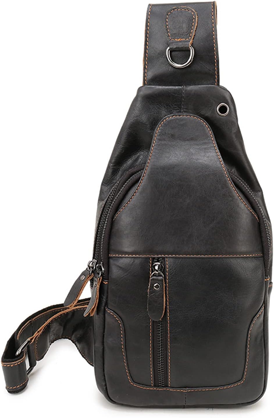 FANDARE Retro Brusttasche Leder Sling Bag Schultertasche Herren Damen Umhängetaschen Sporttasche für