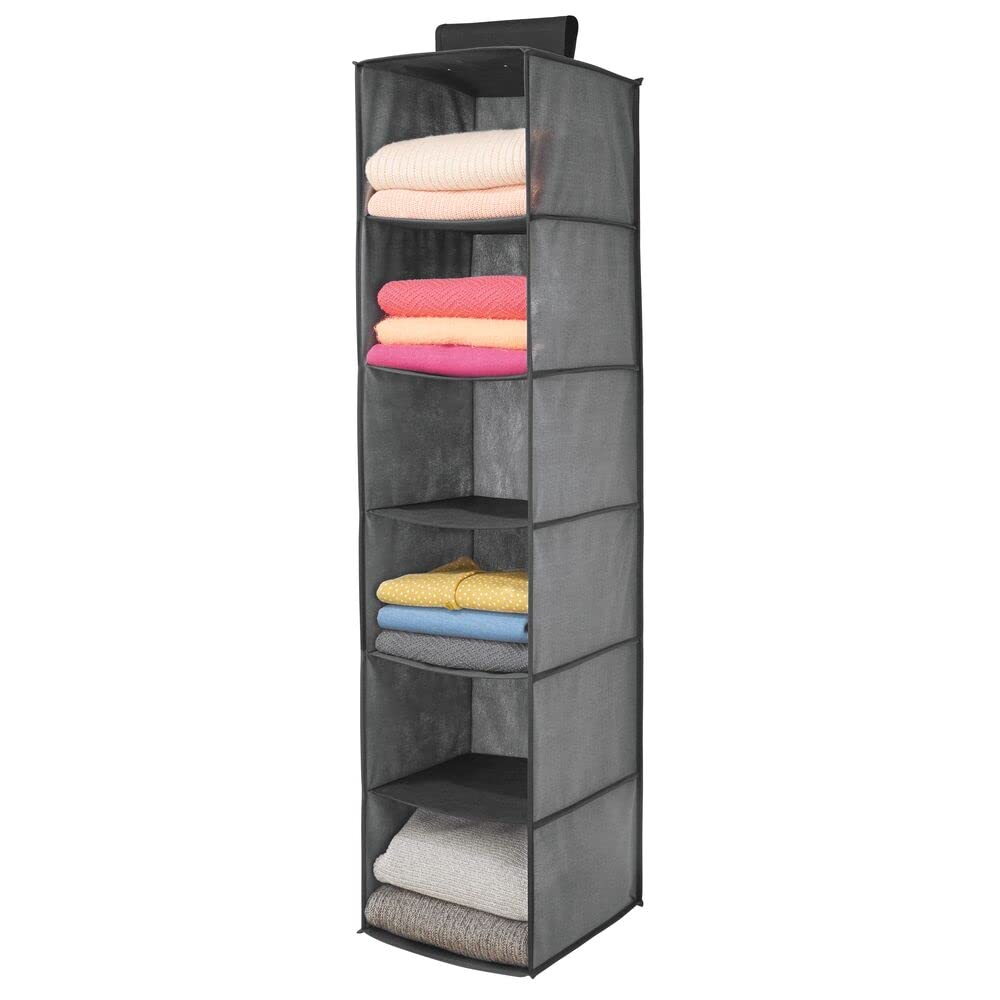 mDesign hängender Stoffschrank aus Kunstfaser – 6 Regalfächer – Hängeschrank aus Stoff für das Schla