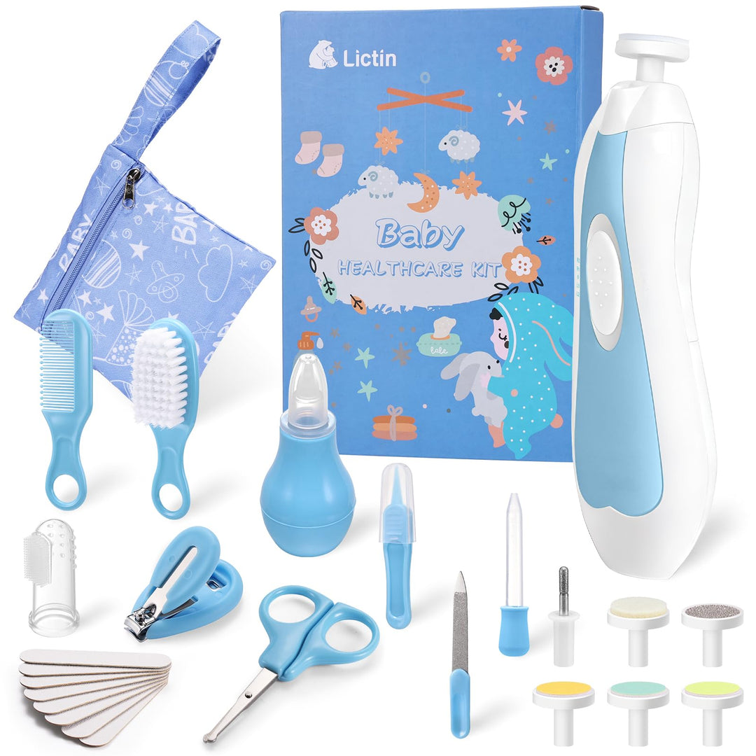 Lictin Baby Nagelfeile Elektrisch, Elektrische Nagelfeile mit 6 Schleifkopf, 26 in 1 Baby Nagelset m