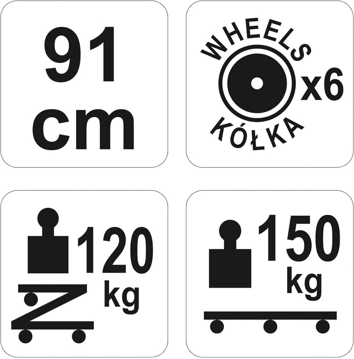 YATO Profi 2 in 1 Montage Rollbrett &plus; Werkstatthocker 150kg 6 leichtgängige 360° Rollen Werksta