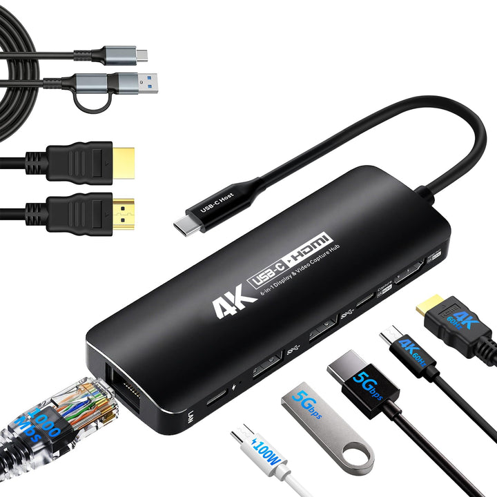 Guermok Capture Dock für Switch2, 4K60 HDMI &amp; USBC Video Capture Silber, Silber