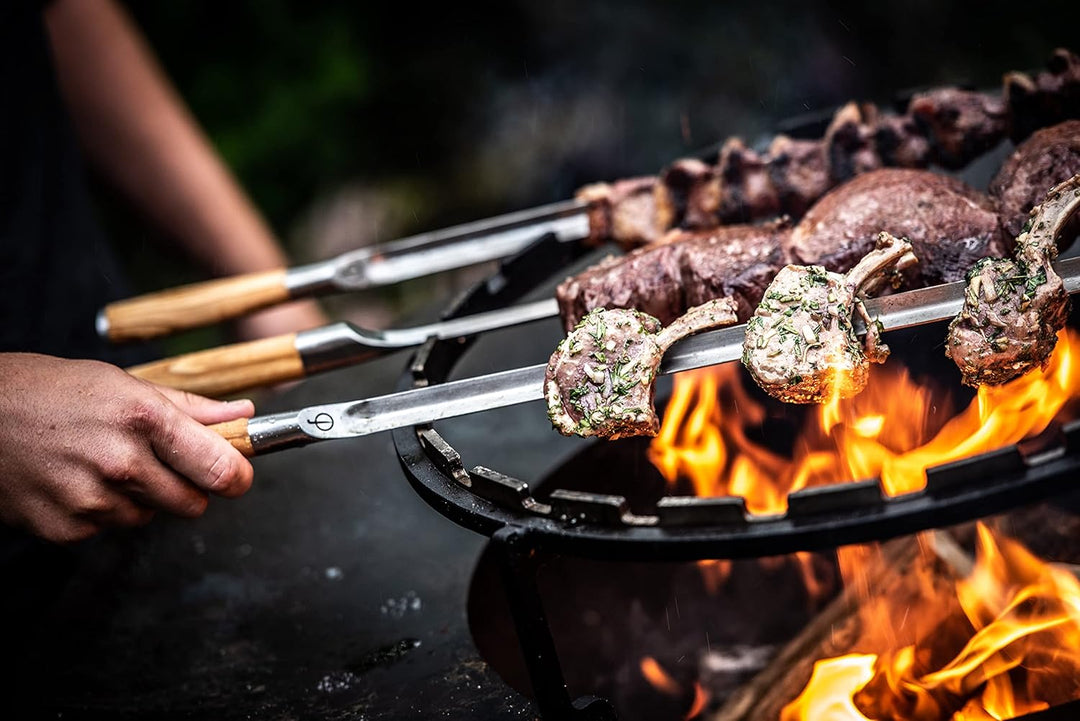 Forged Churrasco Grillspiesse 60cm, Olivenholz griff, Edelstahl, V-Form 60.0 Zentimeter, 60.0 Zentim