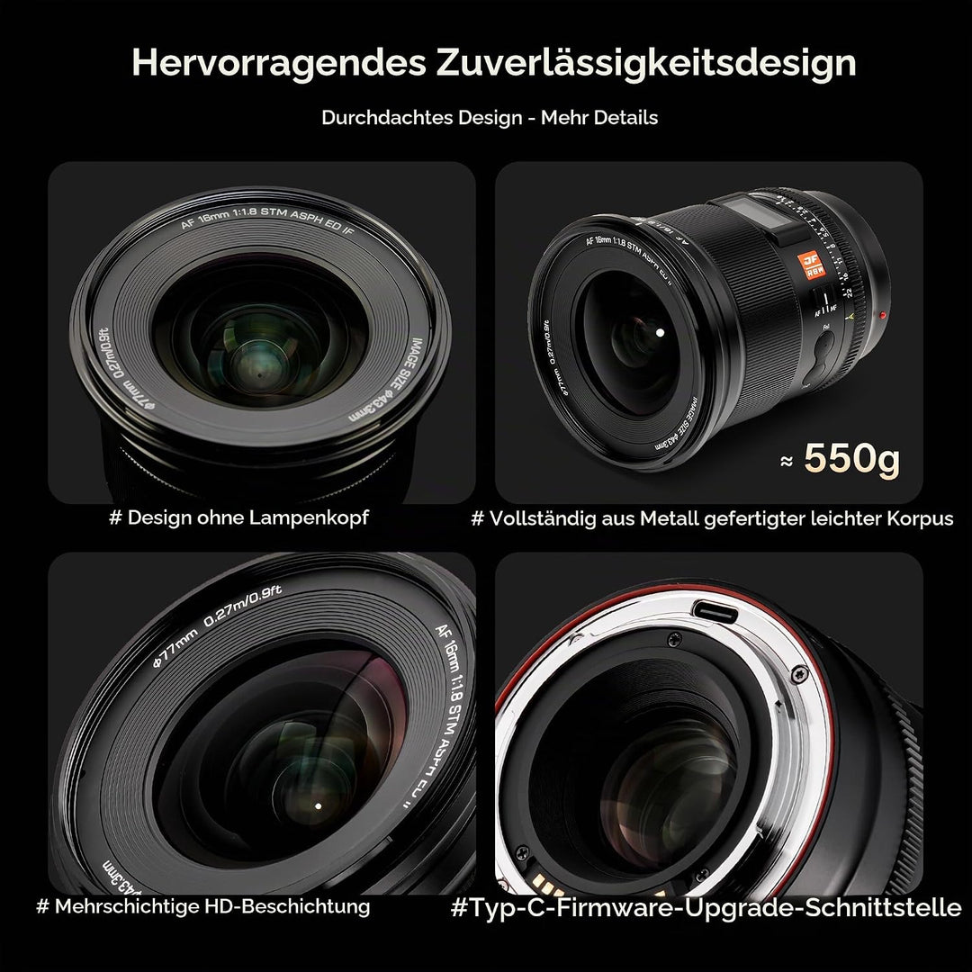 VILTROX PRO 16mm F1.8 Z-Objektiv für Nikon Z-Mount, lichtstarkes F/1.8-Autofokus-Vollformat-Weitwink