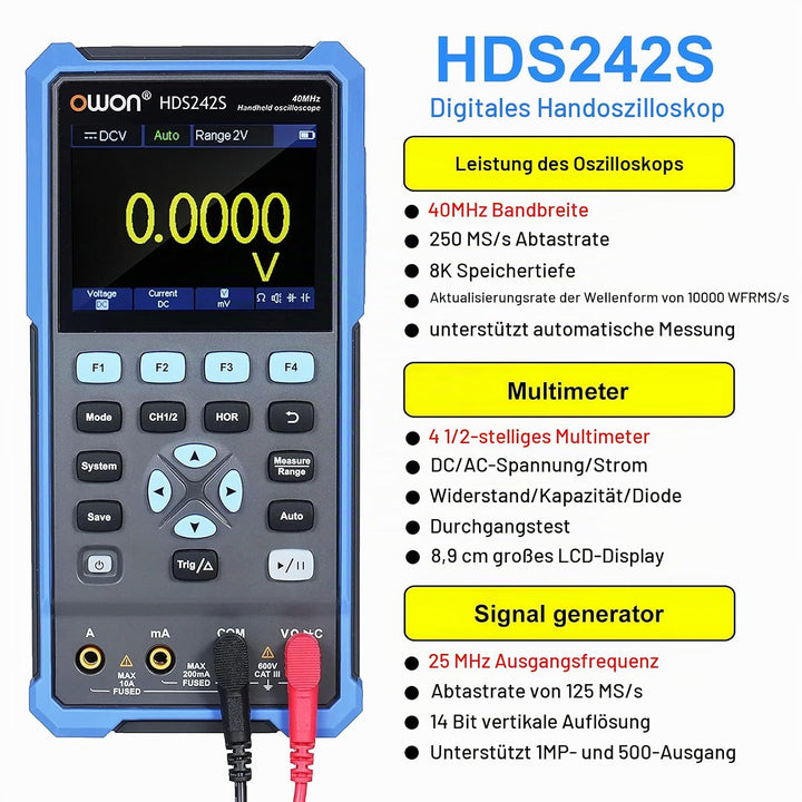 HDS242S Handheld Digital Oszilloskop mit Wareform Generator Funktion 40MHz 3 in1 2 Kanäle Digital Tr