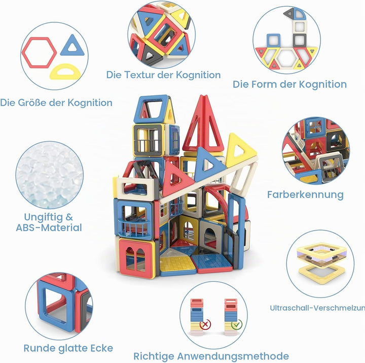 AOMIKS Magnetische Bausteine 173 Stück 3D Mini Magnetische Stapelblöcke Kinder Lernen Mint-Spielzeug