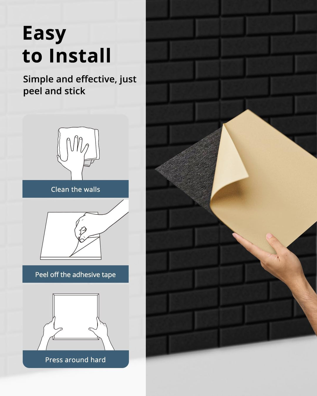 Akustikplatten Selbstklebend, 12 Stück Schallabsorber für Wand, Tür, Decke, Acoustic Panels, Studio,