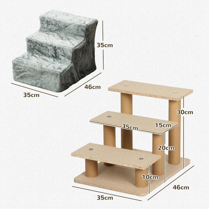PawHut Hundetreppe 3 Stufen 35 cm Hoch Haustiertreppe für Kleine Hunde Katzentreppe Hunderampe mit W