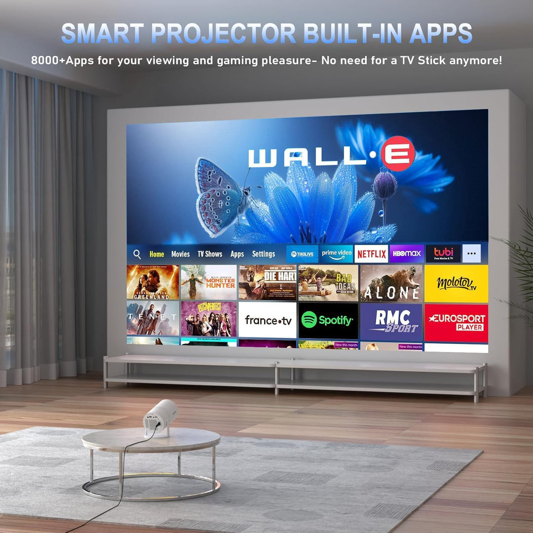 Video-Beamer Mini Beamerr 4K 1080P Full HD Kompatibel mit Android und Netflix–WiFi 6 BT5.2 180° Rota